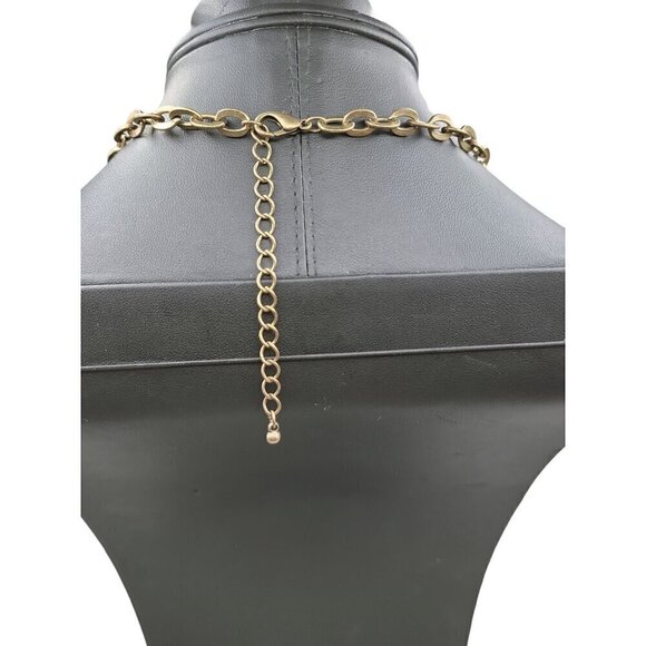 Multistrand Charm Necklace 22" Brass Tone Beads Locks Keys Shield Charms - Picture 4 of 16